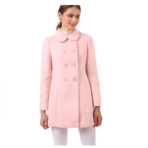 Allegra K Women's Peter Pan Collar Double Breasted Long Sleeve Winter Coat
